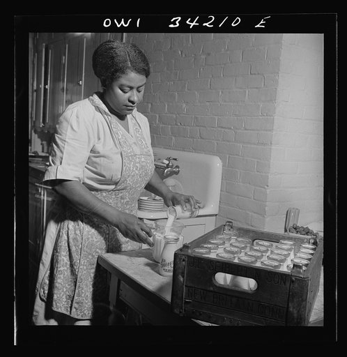 New Britain, Connecticut. A child care center opened September 15, 1942, for thirty children, ages two through five of mothers engaged in war industry. The hours are 6:30 a.m. to 6 p.m. six days per week. The dietician preparing milk for the lunch period