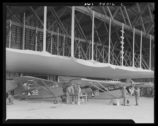 Bar Harbor, Maine. Civil Air Patrol base headquarters of coastal patrol no. 20. The hangar