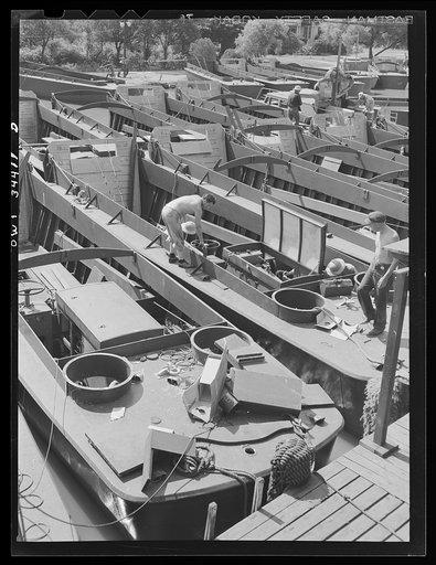 New Orleans, Louisiana. Ramp boats under construction at the Higgins shipyards
