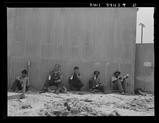 New Orleans, Louisiana. Higgins shipyard workers on their lunch hour