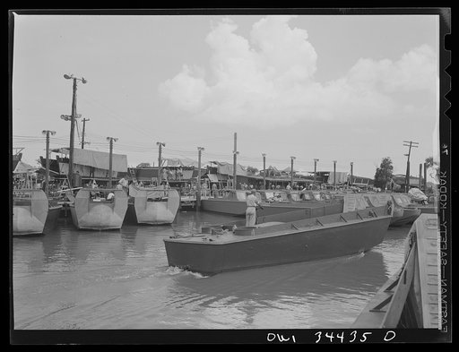 New Orleans, Louisiana. Ramp boats under construction at the Higgins shipyards