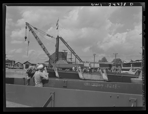 New Orleans, Louisiana. Ramp boats under construction at the Higgins shipyards