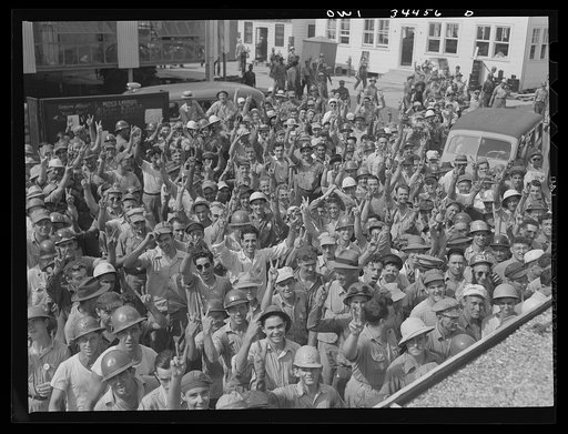New Orleans, Louisiana. Higgins shipyards workers leaving at 4 p.m.