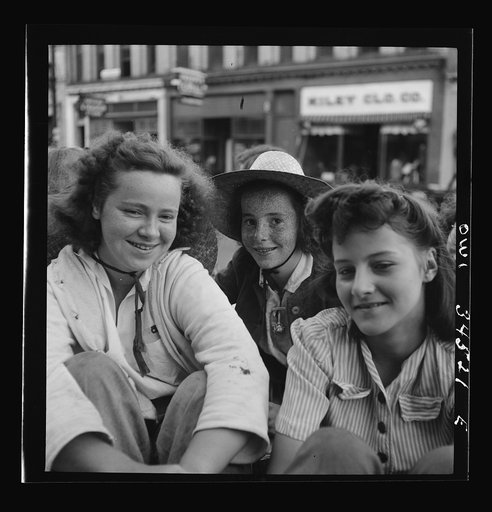 Oswego, New York. Children recruited for farm work during the summer waiting to start for work outside the U.S. Employment Service