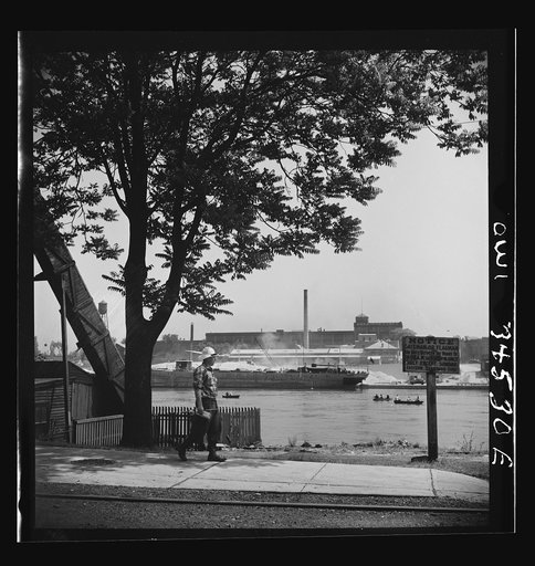 Oswego, New York. View across the Oswego River opposite the bauxite docks