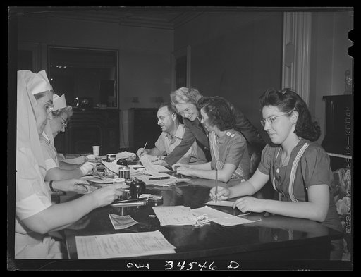 Oswego, New York. Blood donor clinic held for several days in the Elks' Club. There were 1,000 volunteers, and the Red Cross handled ten every fifteen minutes