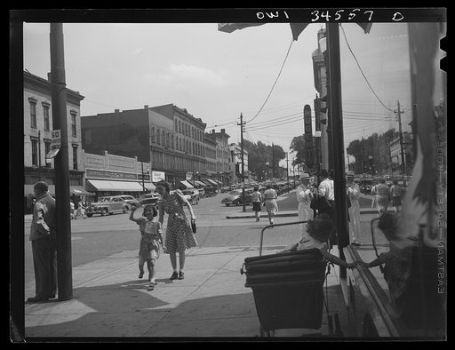Oswego, New York. The main shopping center at the corner of Bridge and First Street