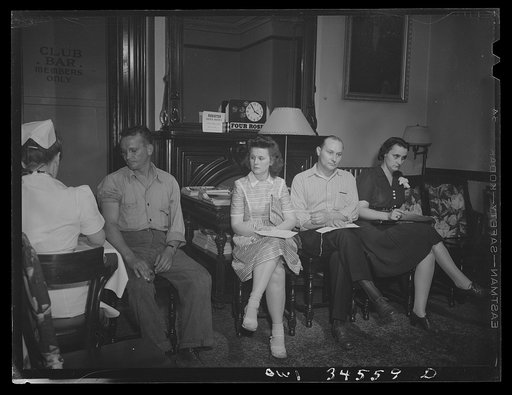 Oswego, New York. Blood donor clinic held for several days in the Elks' Club. There were 1,000 volunteers, and the Red Cross handled ten every fifteen minutes during the campaign