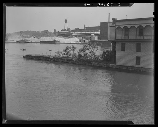 Oswego, New York. The Oswego River, looking across to the bauxite docks