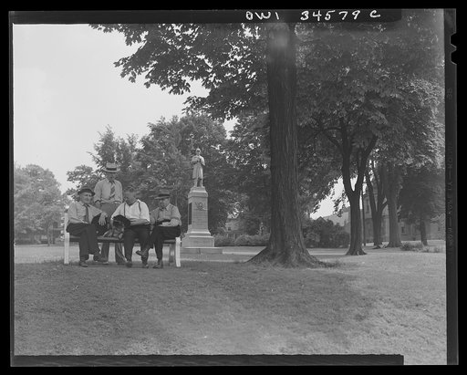 Oswego, New York. A park scene with a Civil War monument