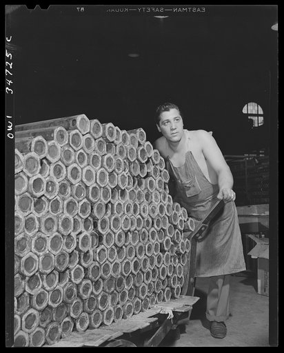 New Britain, Connecticut. Incendiary bomb casings being made at the Stanley plant