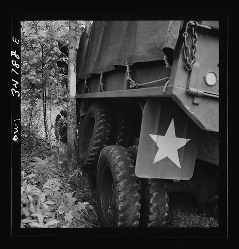 Warner Robins, Georgia. Air Service Command, Robins Field. Part of the training of the truck drivers of the depot group consists of driving many times through an obstacle course in the woods