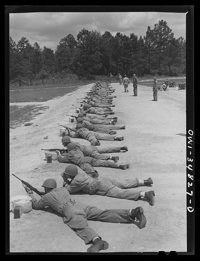 Untitled photo, possibly related to: Warner Robins, Georgia. Air Service Command, Robins Field. Learning marksmanship with the carbine