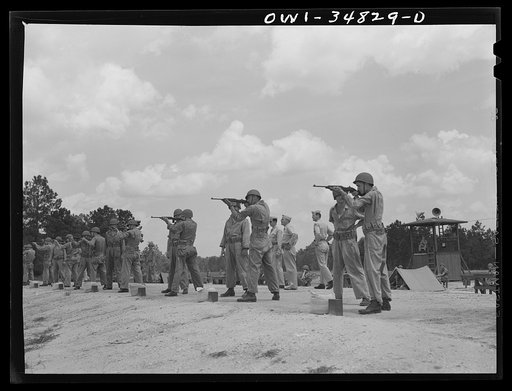 Warner Robins, Georgia. Air Service Command, Robins Field. Learning marksmanship with the carbine