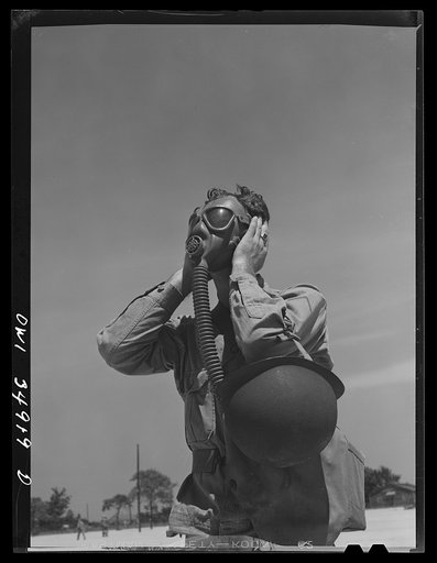 Daniel Field, Georgia. Air Service Command. Learning to use a gas mask
