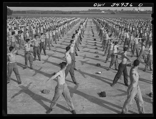 Daniel Field, Georgia. Air Service Command. Early morning mass calisthenics
