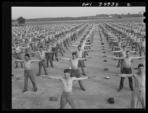 Daniel Field, Georgia. Air Service Command. Early morning mass calisthenics
