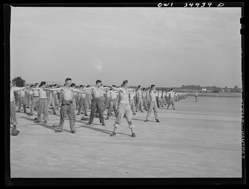 Untitled photo, possibly related to: Daniel Field, Georgia. Air Service Command. Early morning mass calisthenics