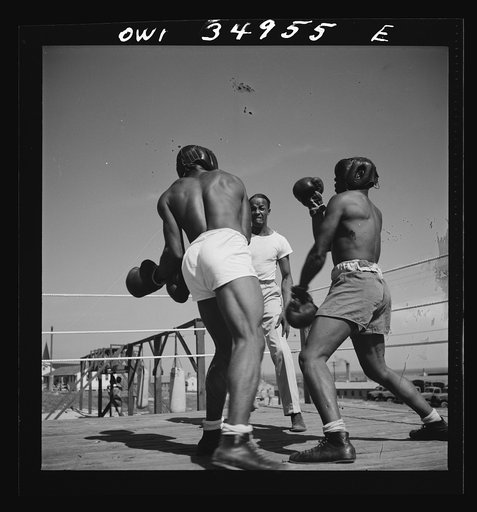 Untitled photo, possibly related to: Daniel Field, Georgia. Air Service Command. A boxing match, part of the athletic program for all enlisted men