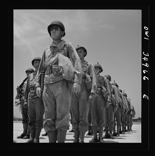 Daniel Field, Georgia. Air Service Command. Enlisted men learning close order drill
