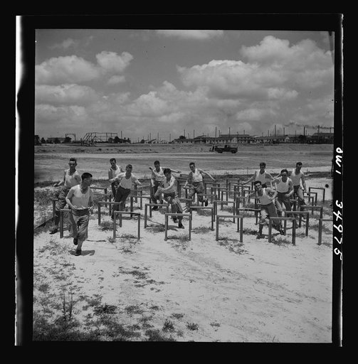 Daniel Field, Georgia. Air Service Command. Enlisted men going through the obstacle course