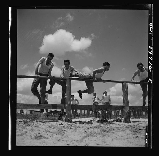 Daniel Field, Georgia. Air Service Command. Enlisted men going through the obstacle course