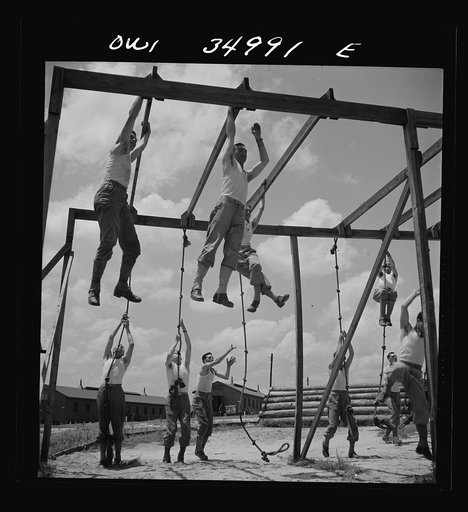 Daniel Field, Georgia. Air Service Command. Enlisted men going through the obstacle course