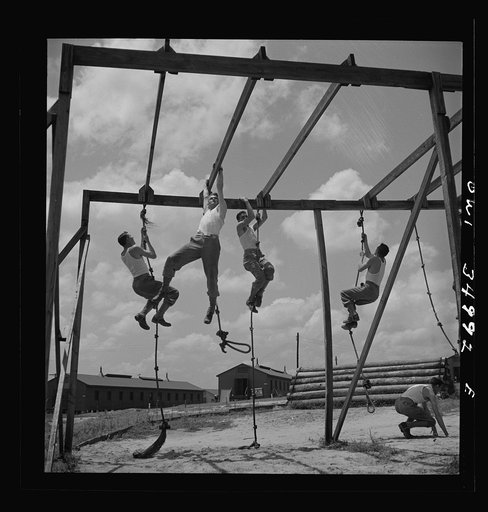 Untitled photo, possibly related to: Daniel Field, Georgia. Air Service Command. Enlisted men going through the obstacle course