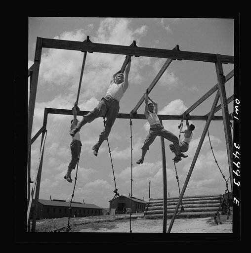 Daniel Field, Georgia. Air Service Command. Enlisted men going through the obstacle course
