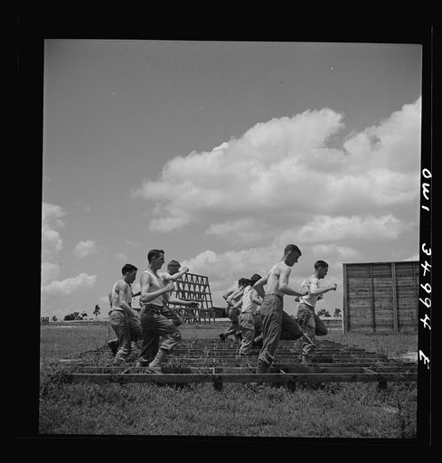 Daniel Field, Georgia. Air Service Command. Enlisted men going through the obstacle course
