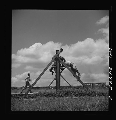 Daniel Field, Georgia. Air Service Command. Enlisted men going through the obstacle course