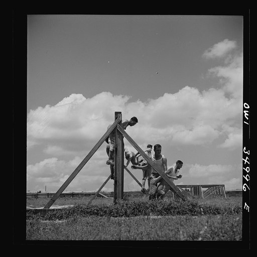 Untitled photo, possibly related to: Daniel Field, Georgia. Air Service Command. Enlisted men going through the obstacle course