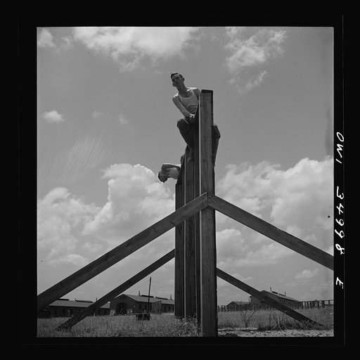Untitled photo, possibly related to: Daniel Field, Georgia. Air Service Command. Enlisted men going through the obstacle course