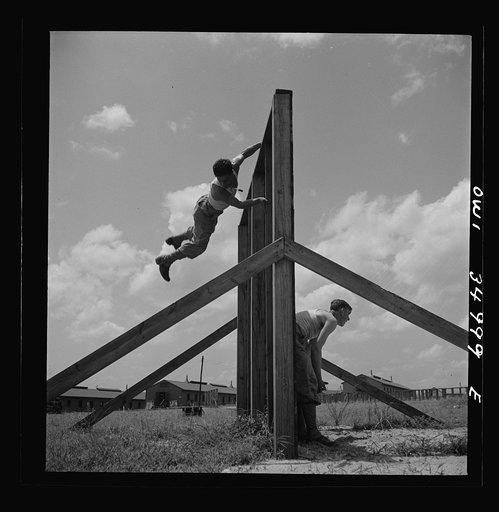 Daniel Field, Georgia. Air Service Command. Enlisted men going through the obstacle course
