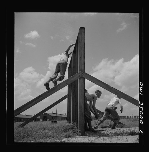 Untitled photo, possibly related to: Daniel Field, Georgia. Air Service Command. Enlisted men going through the obstacle course
