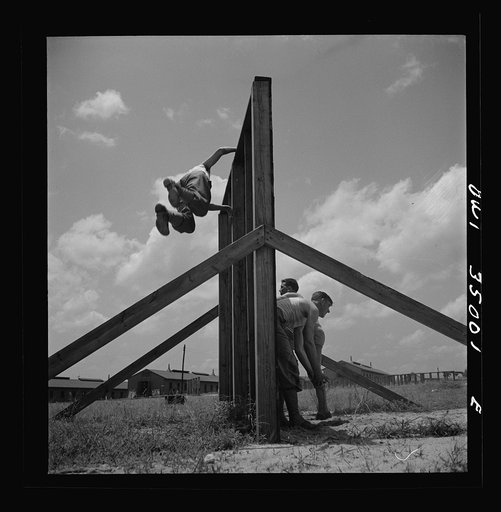 Untitled photo, possibly related to: Daniel Field, Georgia. Air Service Command. Enlisted men going through the obstacle course