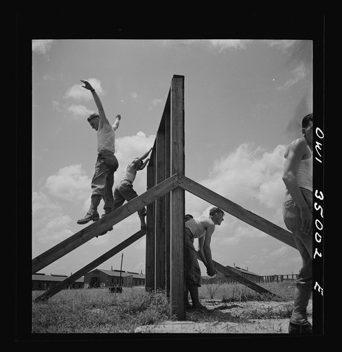 Daniel Field, Georgia. Air Service Command. Enlisted men going through the obstacle course