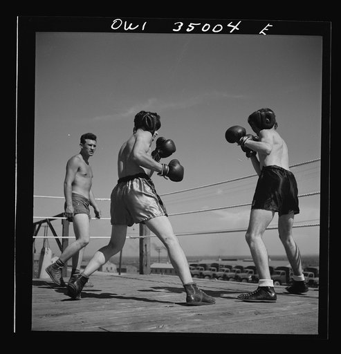 Daniel Field, Georgia. Air Service Command. A boxing match, part of the physical training program