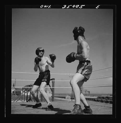 Daniel Field, Georgia. Air Service Command. A boxing match, part of the physical training program