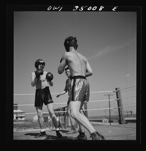Untitled photo, possibly related to: Daniel Field, Georgia. Air Service Command. A boxing match, part of the physical training program