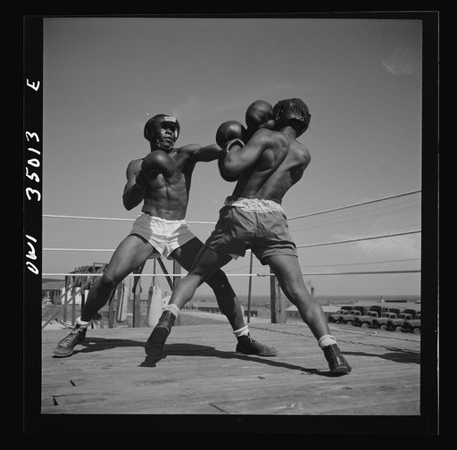 Daniel Field, Georgia. Air Service Command. A boxing match, part of the physical training program