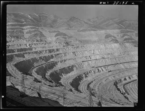 Untitled photo, possibly related to: Bingham Canyon, Utah. Looking over the main canyon toward part of the west side operations, seen from the top of an office building