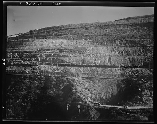 Bingham Canyon, Utah. Looking over the main canyon toward part of the west side operations, seen from the top of an office building