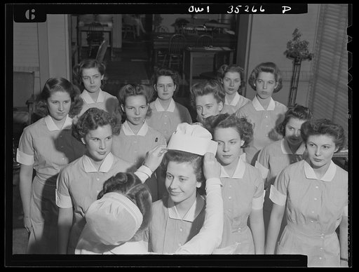 Johns Hopkins Hospital, Baltimore, Maryland. Capping a student nurse