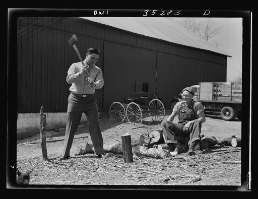 Rockville (vicinity), Maryland. Private Harvey Horton, visiting the N.C. Stiles dairy farm while on furlough from Fort Belvoir, Virginia, getting a little exercise before lunch