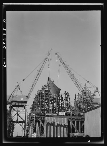 California shipbuilding yards, Terminal Island, California. Building Liberty ships