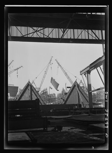 California shipbuilding yards, Terminal Island, California. Building Liberty ships