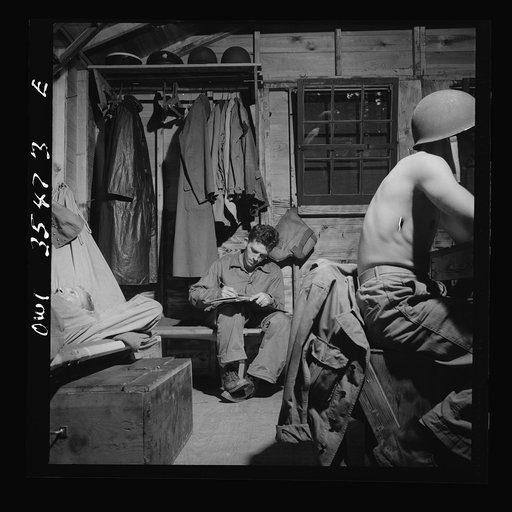 Untitled photo, possibly related to: Greenville, South Carolina. Air Service Command. Writing a letter home