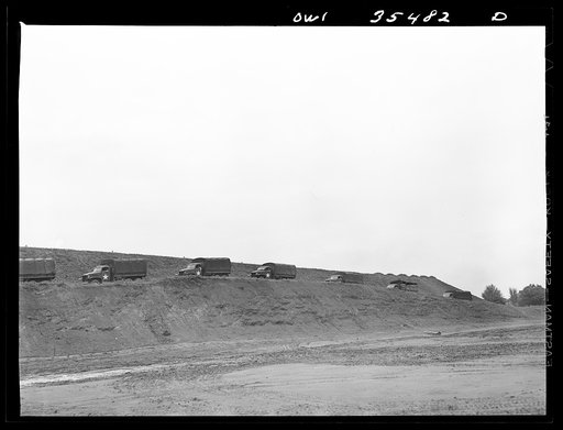 Untitled photo, possibly related to: Greenville, South Carolina. Air Service Command. Truck drivers of a quartermaster truck company practicing driving through mud