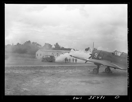 Greenville, South Carolina. Air Service Command. Men of the 35th service squadron of the 25th service group enacting an "alert" during a simulated defense of the airfield from attack